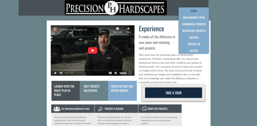 Example photo of client's video on their website
